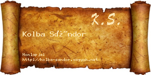 Kolba Sándor névjegykártya