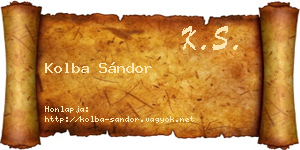 Kolba Sándor névjegykártya