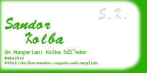sandor kolba business card